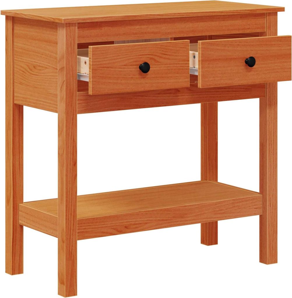 vidaXL Konsolentisch Wachsbraun 75 x 35 x 75 cm Massives Kiefernholz