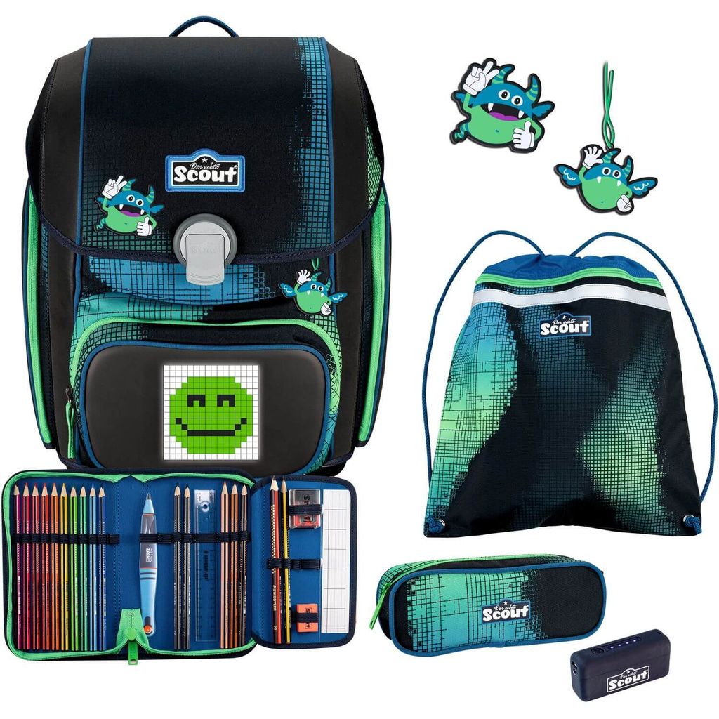 Scout Schulranzen Movie Star Genius Set 5-teilig Blue Pixel Produktbild 