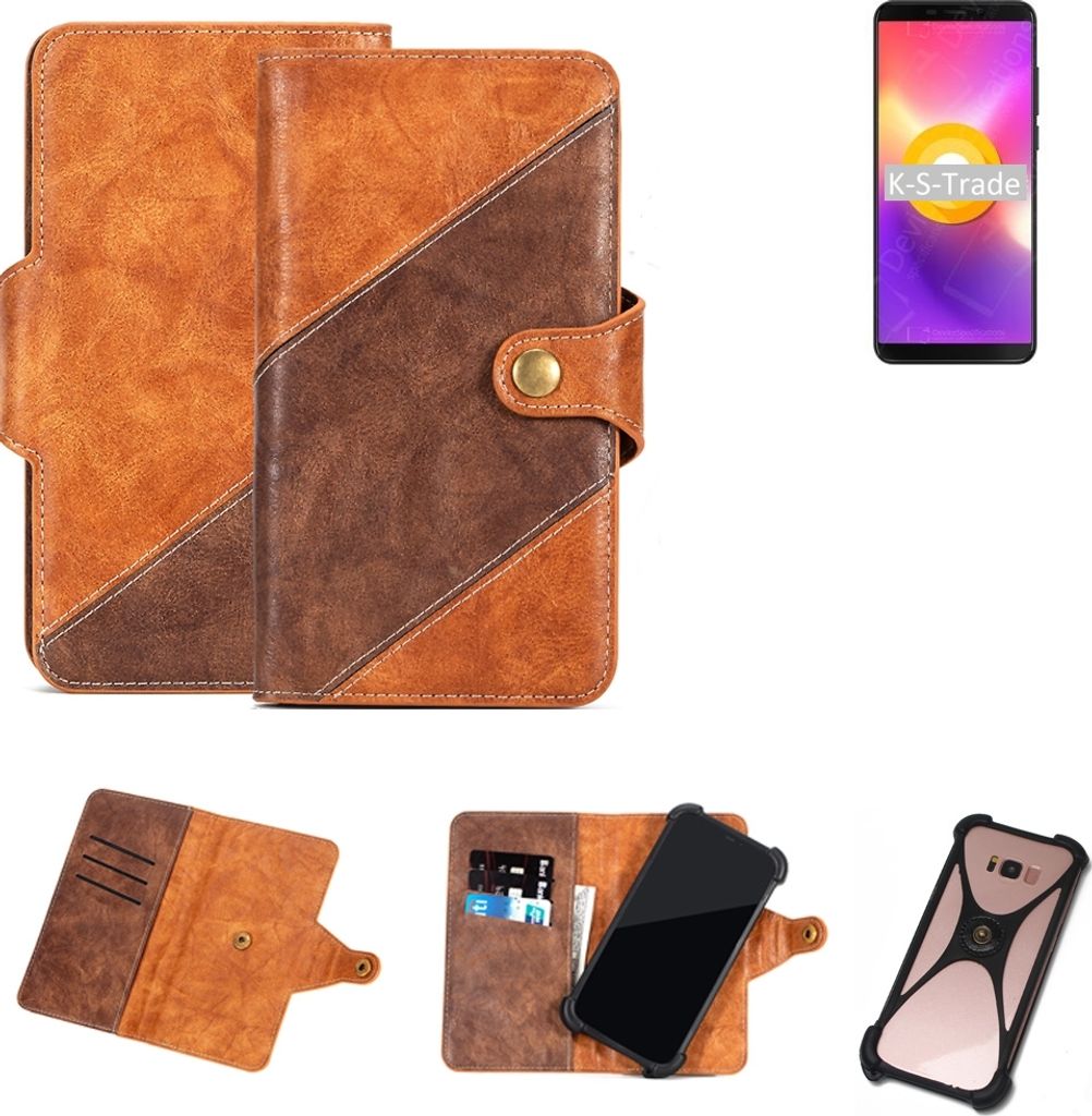 K-S-Trade Handy-Hülle Schutz-Hülle Bookstyle Case Wallet-Case kompatibel mit Cubot Nova Handy Cover Bumper Kantenschutz Smartphone dunkelbraun braun