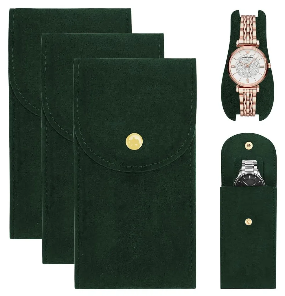 Sac de rangement pour montres de sport et plein air - Lot de 3 étuis vert