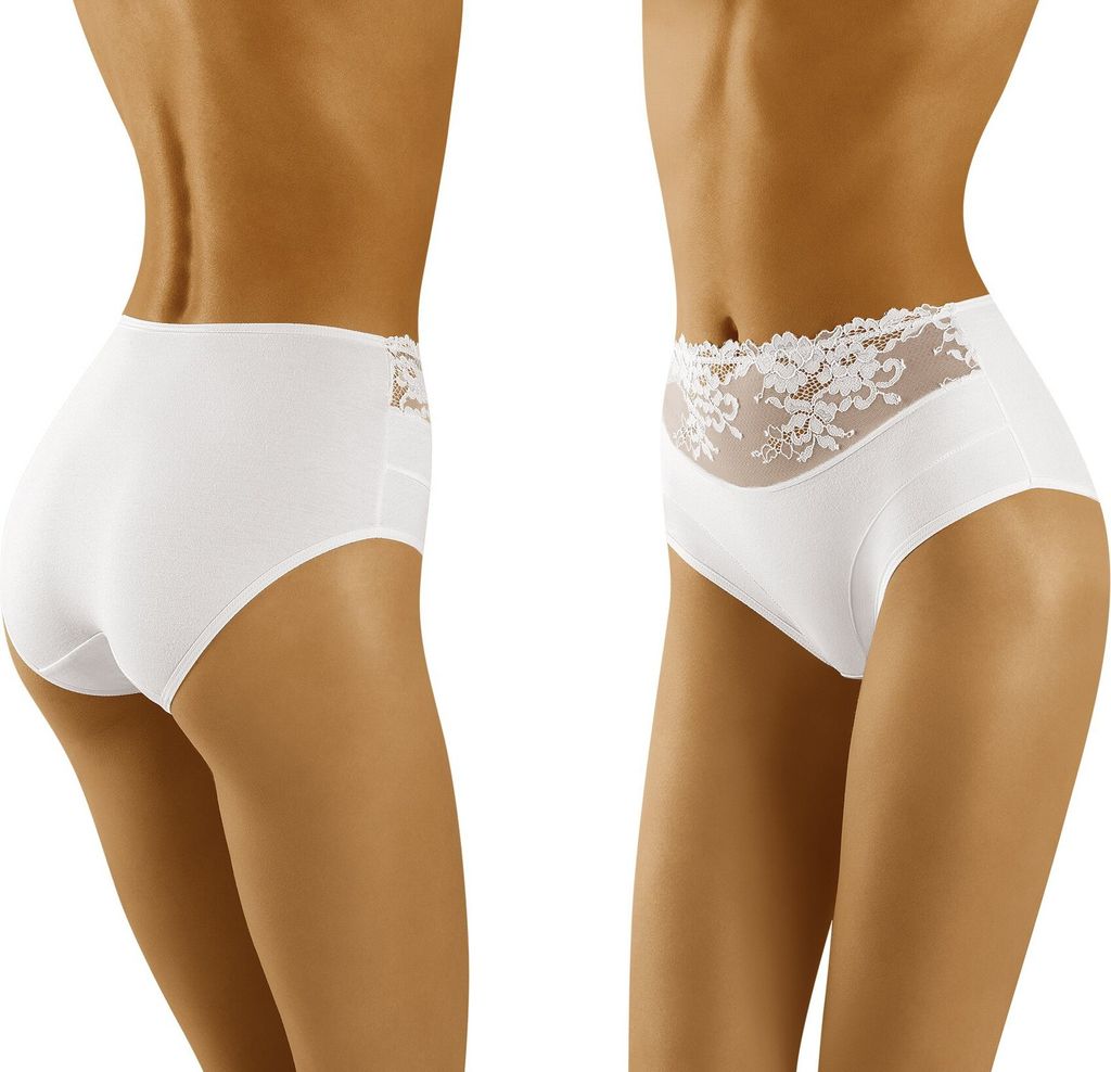 Wolbar Damen Slip Unterhose Unterwäsche Baumwolle Spitze WB415, weiß, XXL
