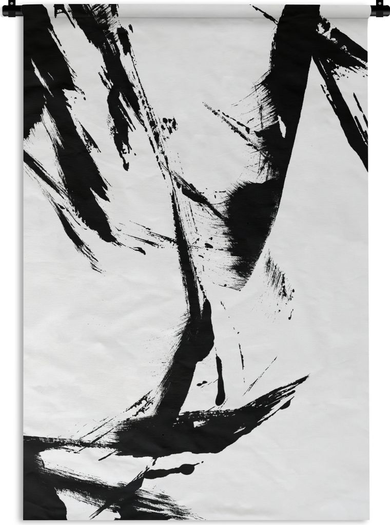 MuchoWow Wandteppich Wandbehang Farbe - Schwarz - Abstrakt 120x180 cm Tapisserie Dekoration Wandtuch - Schlafzimmer - Dekorationen für das Haus