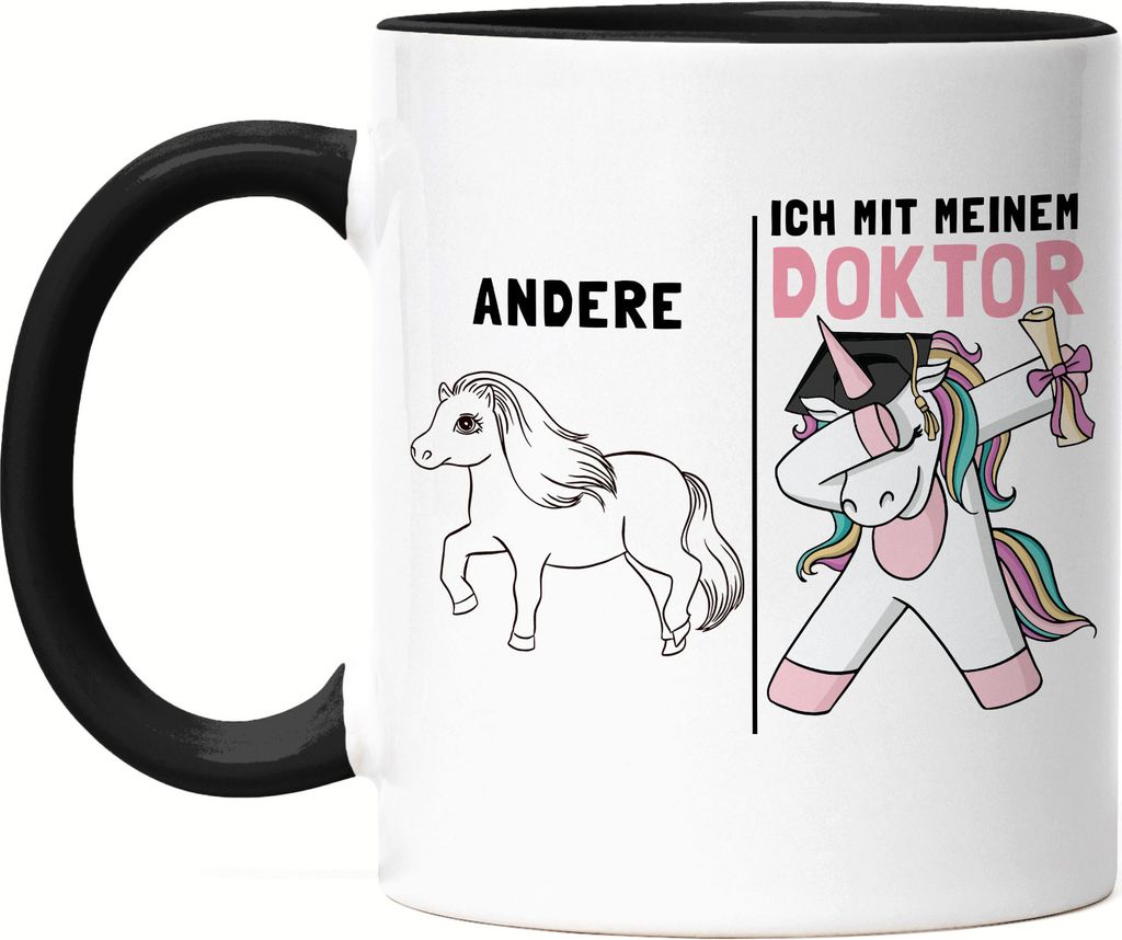 Andere Ich Mit Meinem Doktor Tasse Schwarz Einhorn Pferd Abschlussgeschenk Studium Promotion