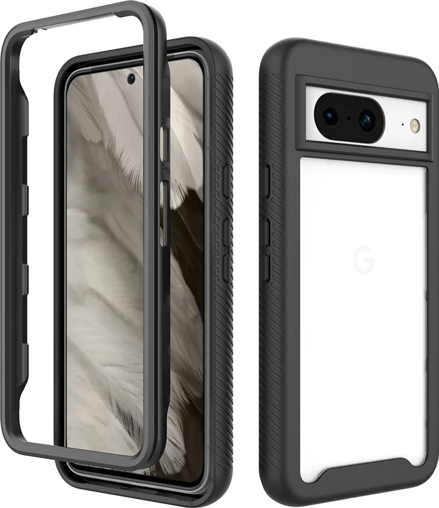 Cover Pixel 8 Trasparente Bumper Nero - Custodia Protettiva Design Ibrido