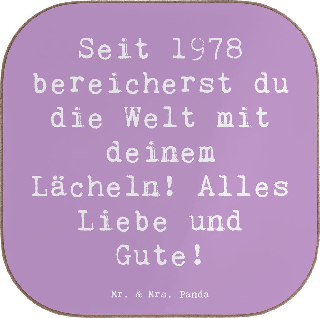 Mr. & Mrs. Panda Untersetzer für Gläser Spruch 1978 Geburtstag - Lavendeltraum - Geschenk, Jubilar, 70er Jahre, Tassen, Glückwunsch, Happy Birth...