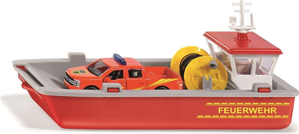 SIKU Super - bateau transportant un camion de pompiers 1:50 Image du produit 