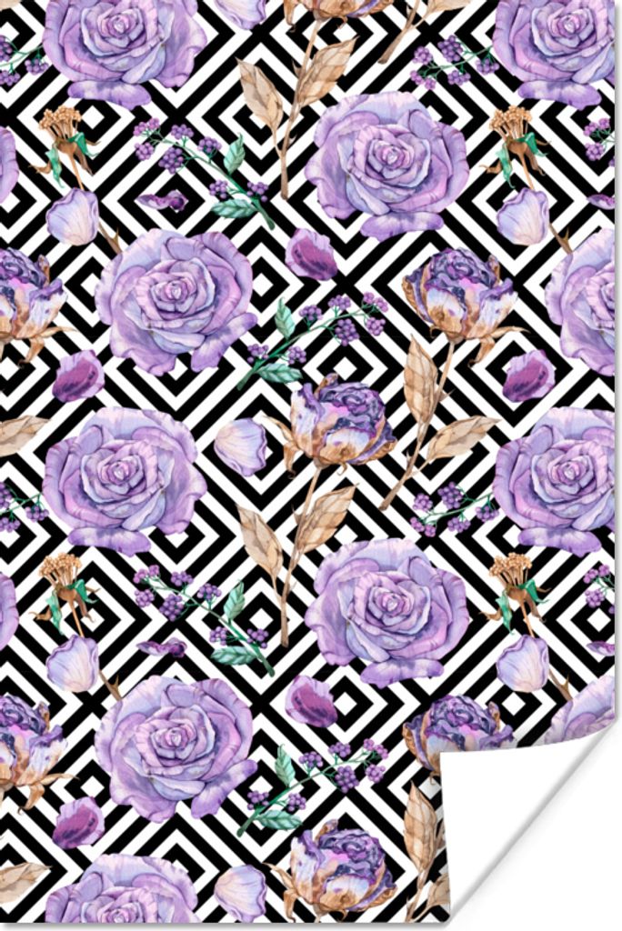 MuchoWow Poster Blumen - Rosen - Abstrakt 80x120 cm - Papierdruck