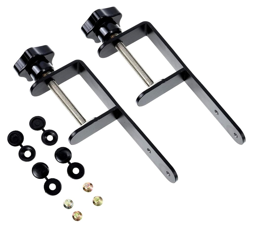 Robustes Metall Lochwandzubehör Set mit 2 schwarzen Montageklammern zur festen Befestigung von Werkzeugen und Teilen in Werkstatt und Garage