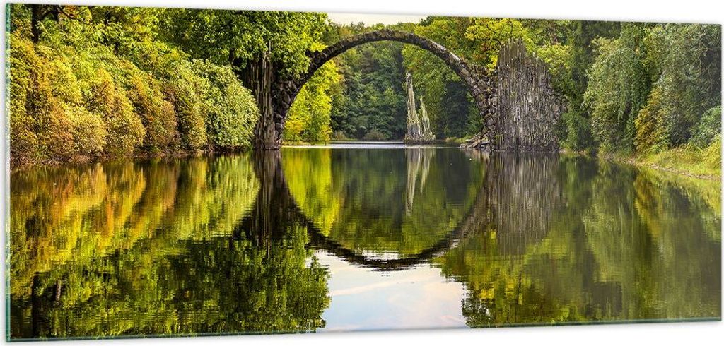 Bilder auf glas - Park Natur Wasser - 100x40cm - Glasbilder - Wandbilder - Kunstdruck - zum Aufhängen bereit - Wanddekoration aus Glas - Glas Bild...