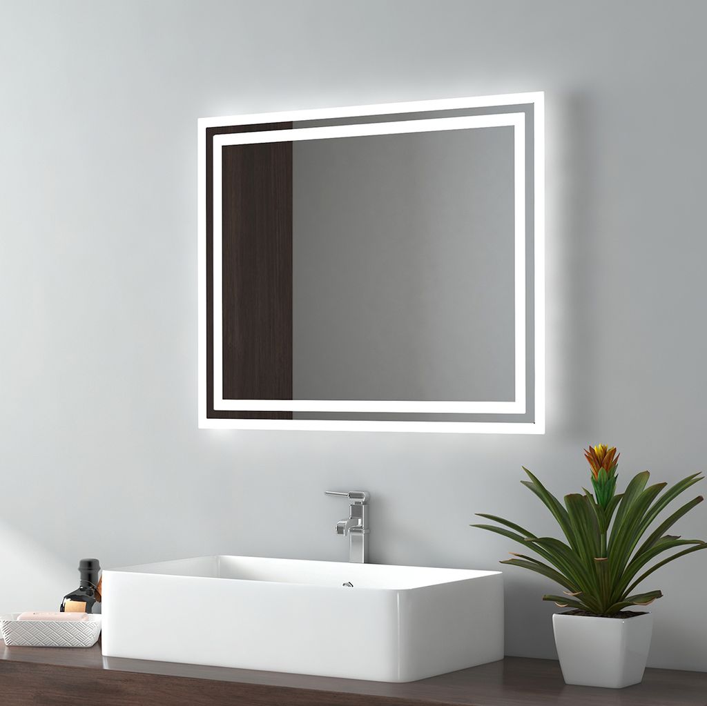 EMKE Specchio LED per bagno con interruttore a sfioramento