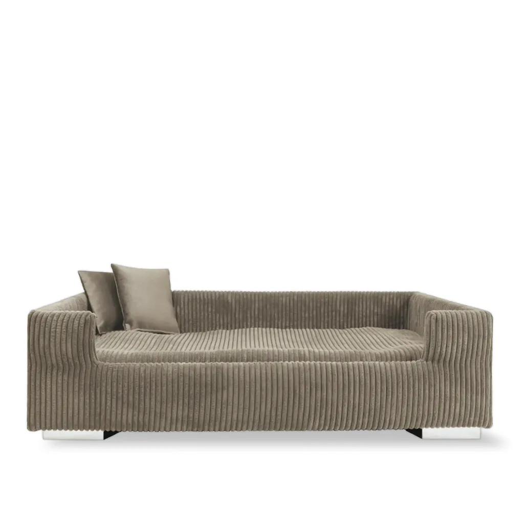 Divano per Cani Largo Taupe in Velluto Imbottito | Comfort Premium