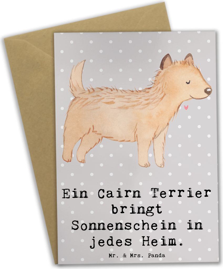 Mr. & Mrs. Panda Grußkarte Cairn Terrier Glück - Grau Pastell - Geschenk, einladungskarten, hochzeitskarten, Hunderassen Eigenschaften, aktive Hu...