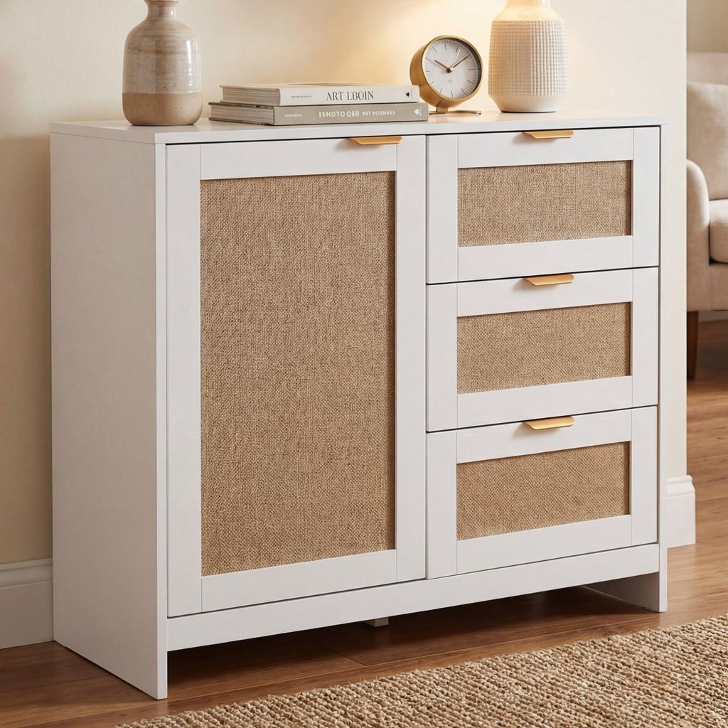 Commode HWC-P50, armoire buffet haut, tiroirs, compartiment Image du produit 