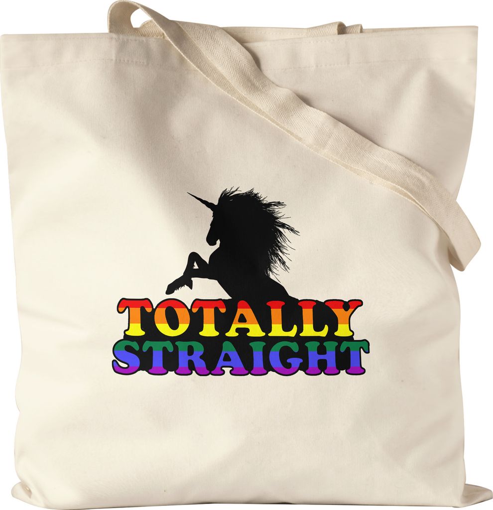 Totally Straight Jutebeutel Stoffbeutel Canvas LGBT Gay LGBTQ Pride Queer Homouell CSD Pride Week Geschenk