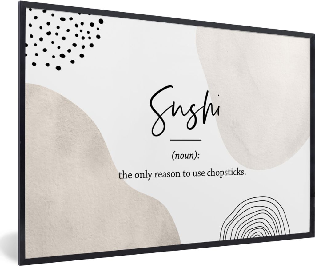 MuchoWow Gerahmtes Poster Sprichwörter - Sushi - Wörterbuch - Zitate - Sushi-Definition 30x20 cm - Poster mit Schwarzem Bilderrahmen Wandposter...