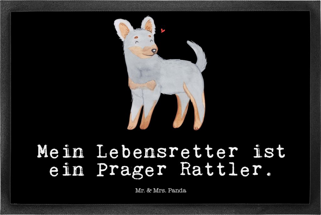 Mr. & Mrs. Panda fußmatte Prager Rattler Lebensretter 50 x 75 cm - Schwarz - Geschenk, Fußabstreifer, Pincher, Bodenvorleger, Schmutzfangmatte, V...