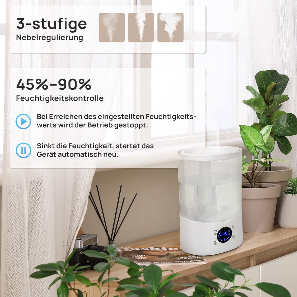 KNKA Luftbefeuchter Schlafzimmer, 4L Top-Fill Humidifier Produktbild 5