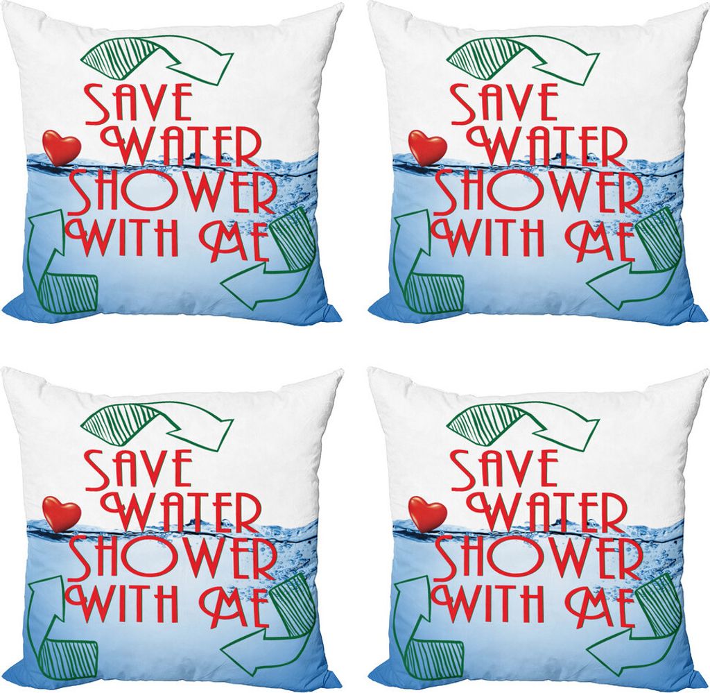 ABAKUHAUS Komisch Kissenbezug Set (4 Stück), Sparen Sie Wasser Dusche mit mir, Moderner Doppelseitiger Digitaldruck, 50 cm x 50 cm, Blau Vermilion...
