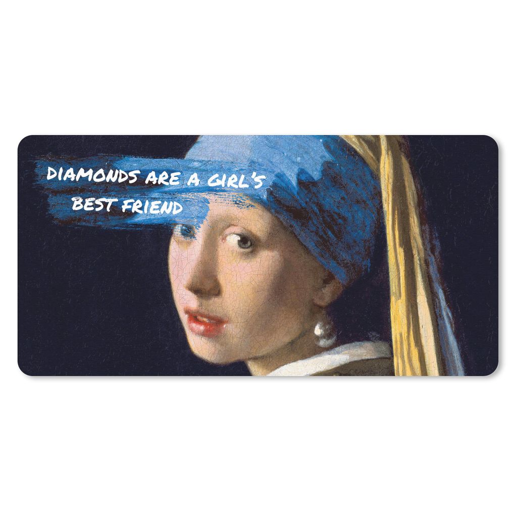 MuchoWow Schreibtischunterlage Zitat - Girl with a Pearl Earring - Schmuck 80x40 cm - XXL Mauspad - Gaming Mauspad