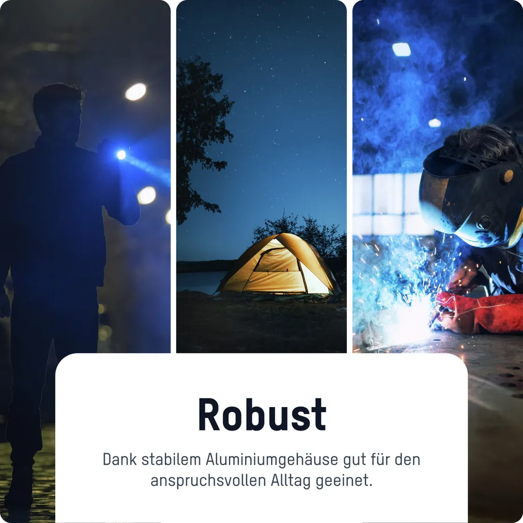 Ansmann ML400R Lampe LED Rechargeable USB avec Boîtier Métal Noir - 6