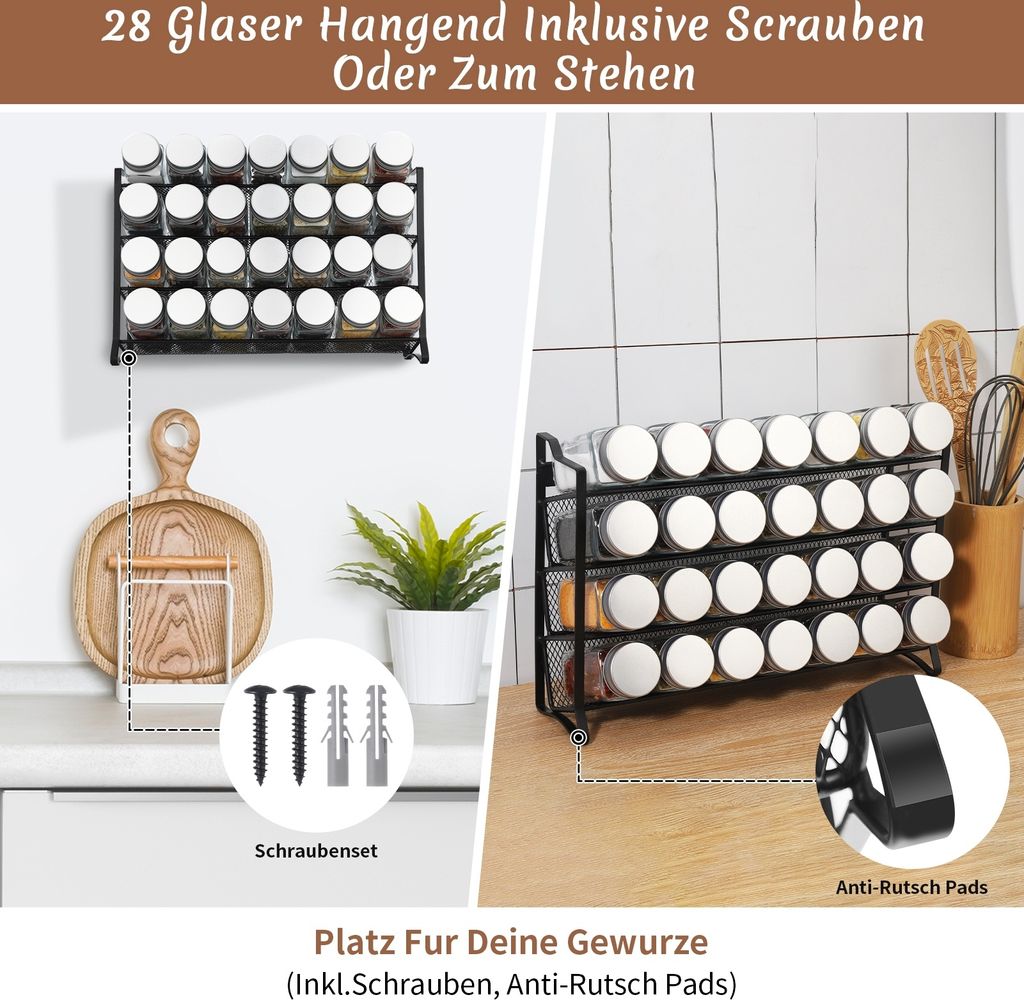 Gewürzregal Stehend & Wand, Gewürzregal mit 28 Produktbild 3