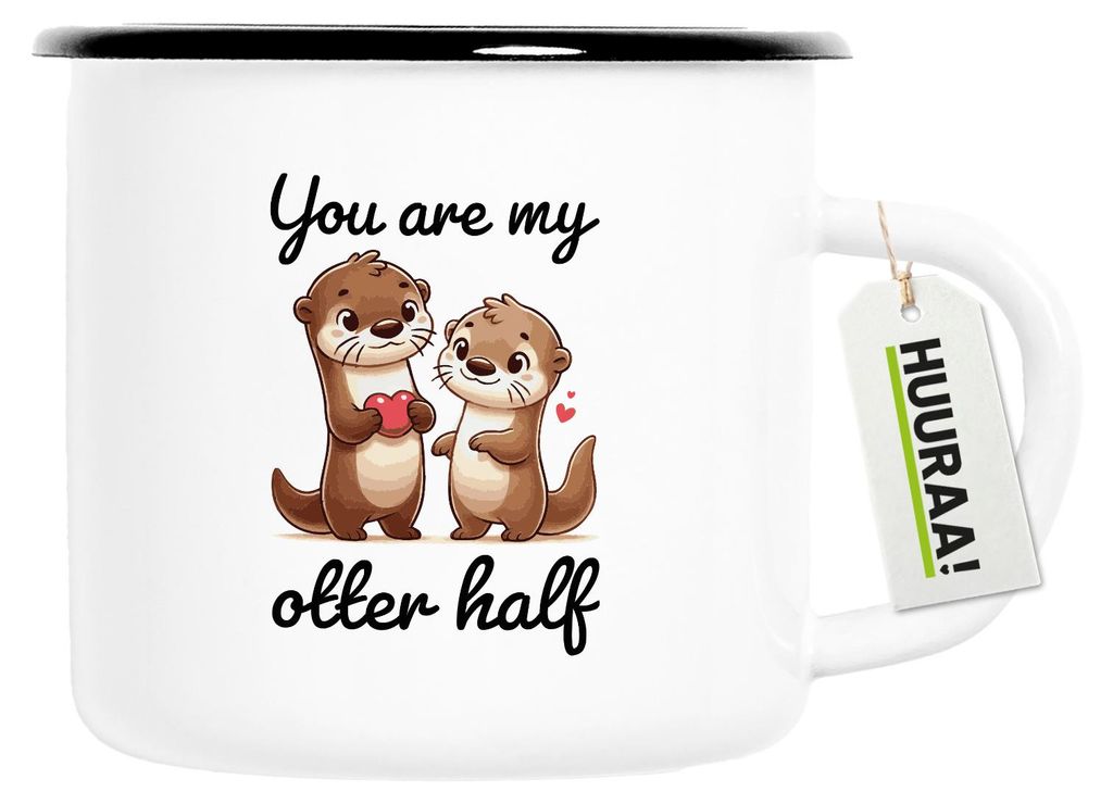 Huuraa Emaille Tasse You are my otter half Paar 300ml Vintage Campingbecher Geschenkidee