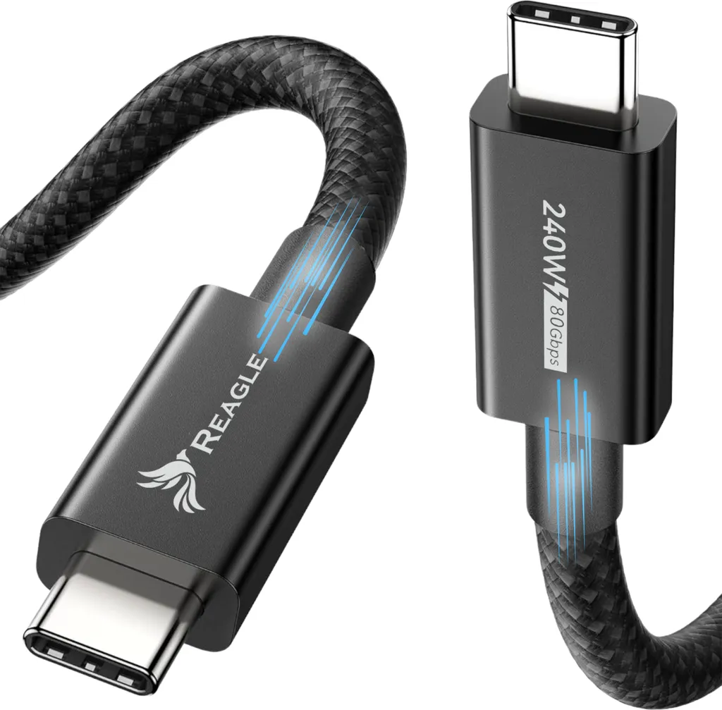 REAGLE THUNDERBOLT 5 Cavo USB-C PD 240W 16K 80 Gbps USB4, Macbook Pro 14 16 1m