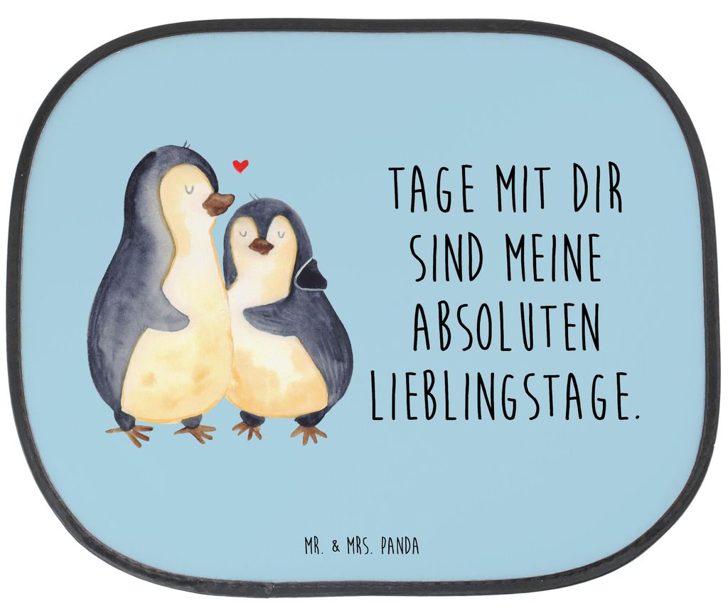 Mr. & Mrs. Panda Auto Sonnenblende Pinguin umarmen - Eisblau - Geschenk, Sonnenschutz, saugnapf, Hochzeitstag, Liebe, hitzeschutz autoscheibe, Auto...
