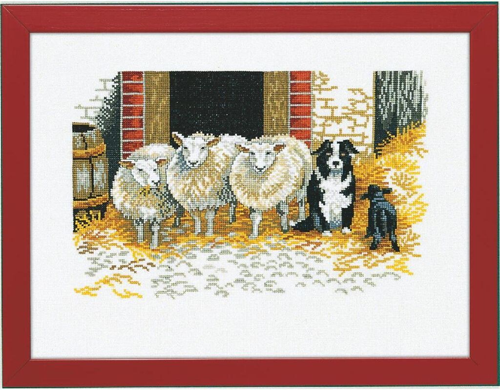 Eva Rosenstand Kreuzstich Set "Schaf und Hund", Zählmuster, 30x40cm