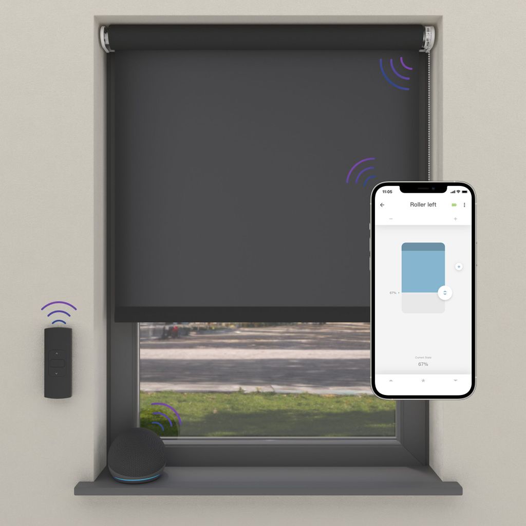 Cocoon Home Elektrisches Rollo 110x190 - Lichtdurchlässig - Smart - Schwarz