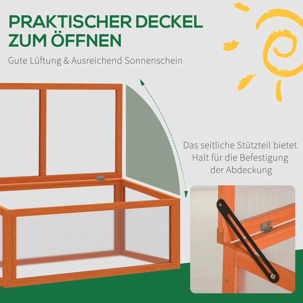 Serre de jardinage en bois pour potager et balcon coloris orange vif