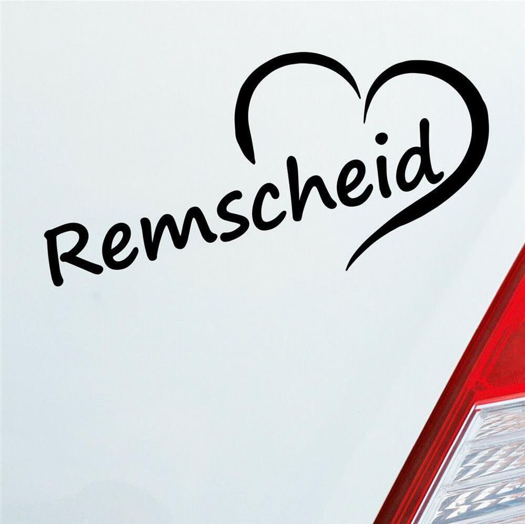 Auto Aufkleber Remscheid Herz Stadt City Love Liebe 16,5x8 cm Schwarz Matt Sticker Heckscheibenaufkleber