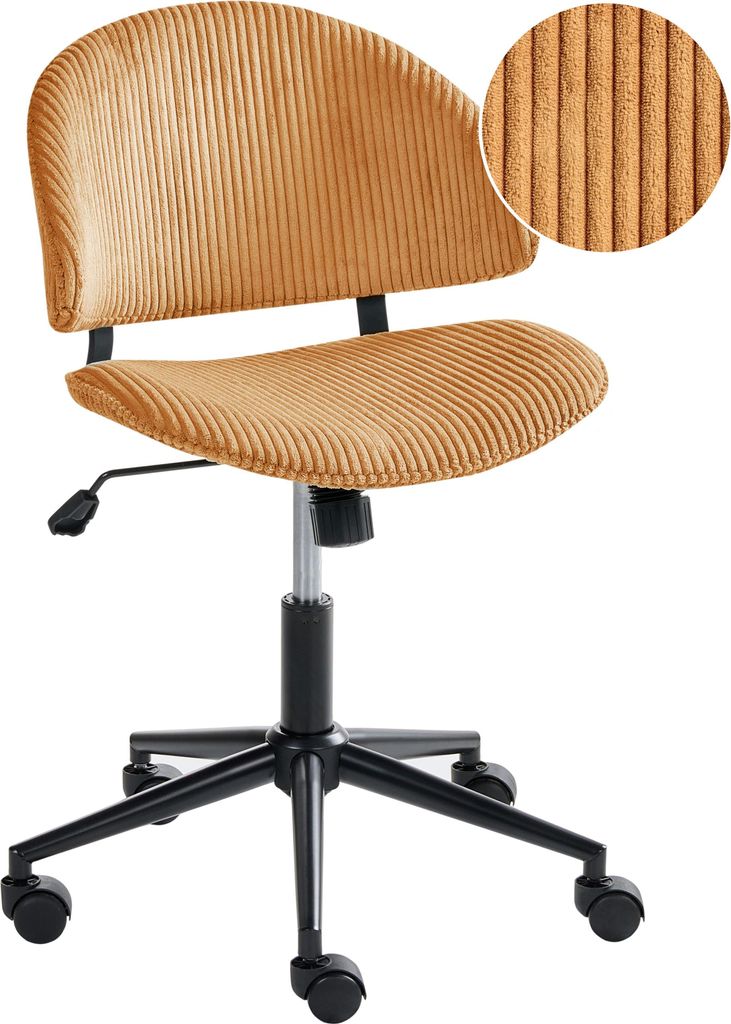 BELIANI Bürostuhl Orange Cord Drehbar Höhenverstellbar Modernes Design Retro Stil Schreibtischstuhl Computerstuhl für Homeoffice Büro Arbeitsplatz