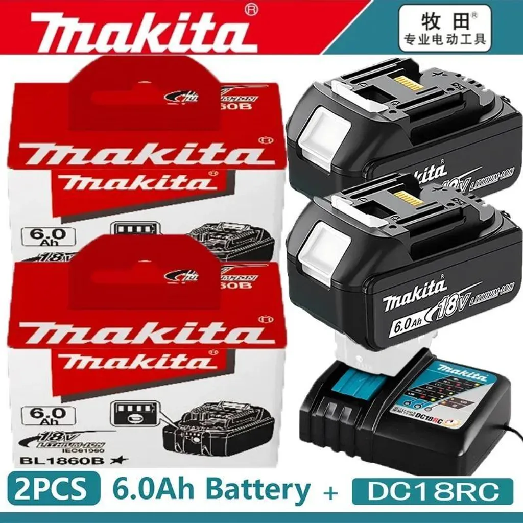 Pack chargeur et 2 batteries 18V 6Ah pour outillage sans fil Li-Ion Gris
