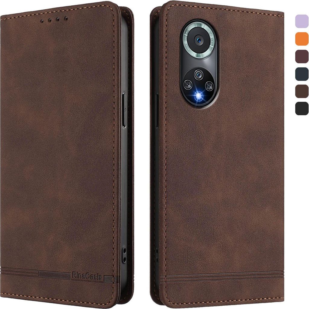 Hülle für Huawei Nova 9 Pro /Honor 50 Pro, Retro Kunstleder Ständer Klapphülle mit Kartenfächer und Magnetische Braun