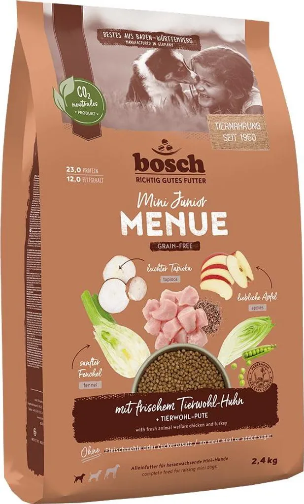 Croquettes Bosch Mini Junior Poulet Sans Céréales Digestion Sensible