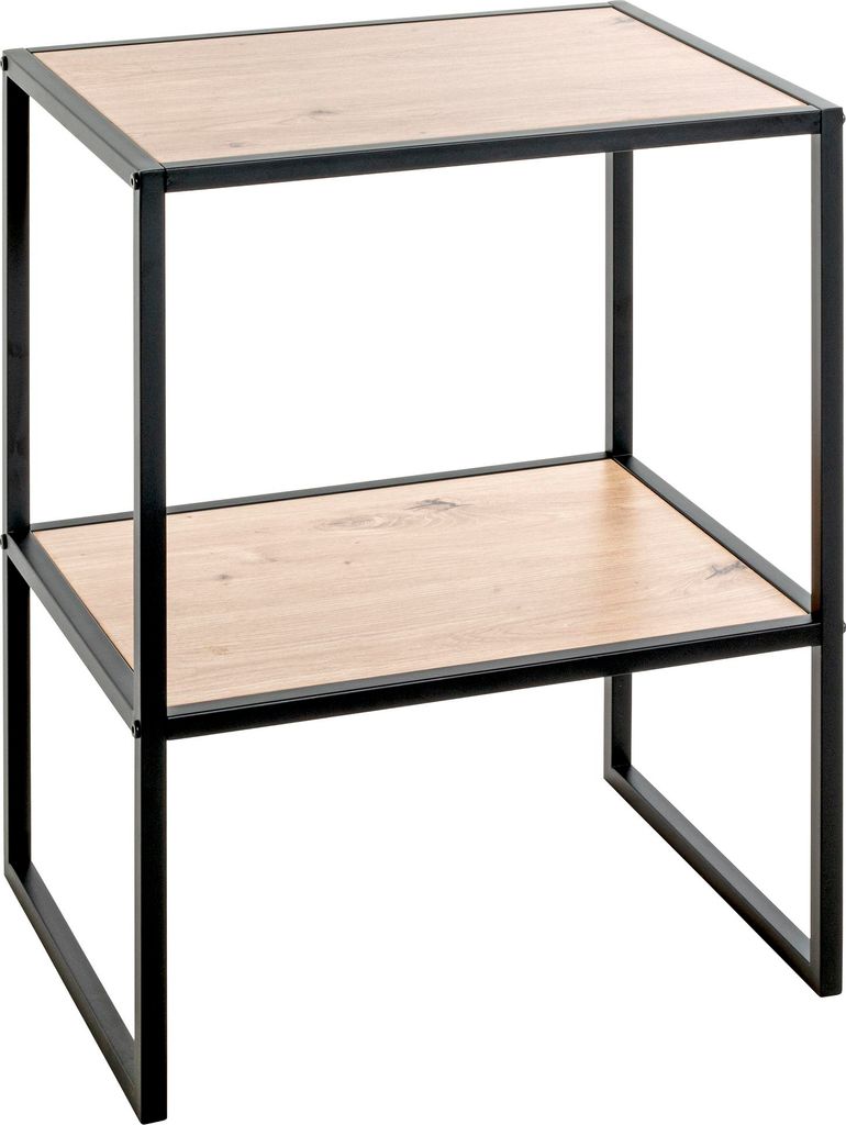 HAKU Beistelltisch Nachtkonsole Eiche hell, schwarz  - MDF, Produktbild 