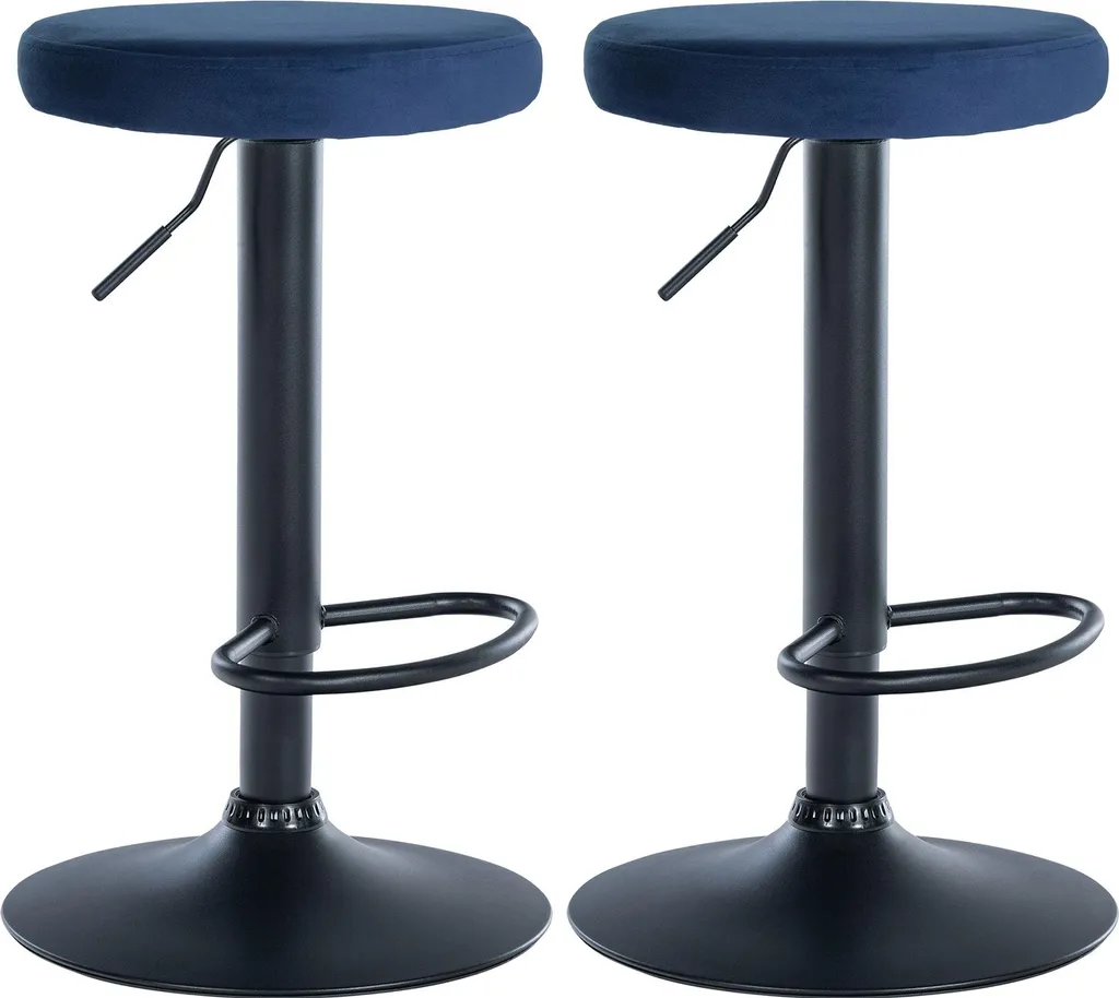 2x Sedia da bar Ponte - velluto, struttura nera - Nero