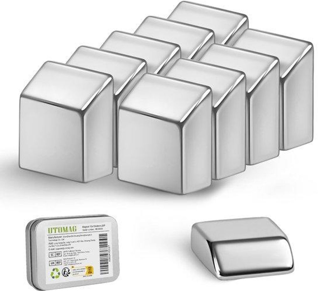 Neodymium-Magneten 10x10x4 mm vierkant, extra sterk, schuine Krachtmagneten für Whiteboard, Kühlschrank, Fotos, Bastelprojekte
