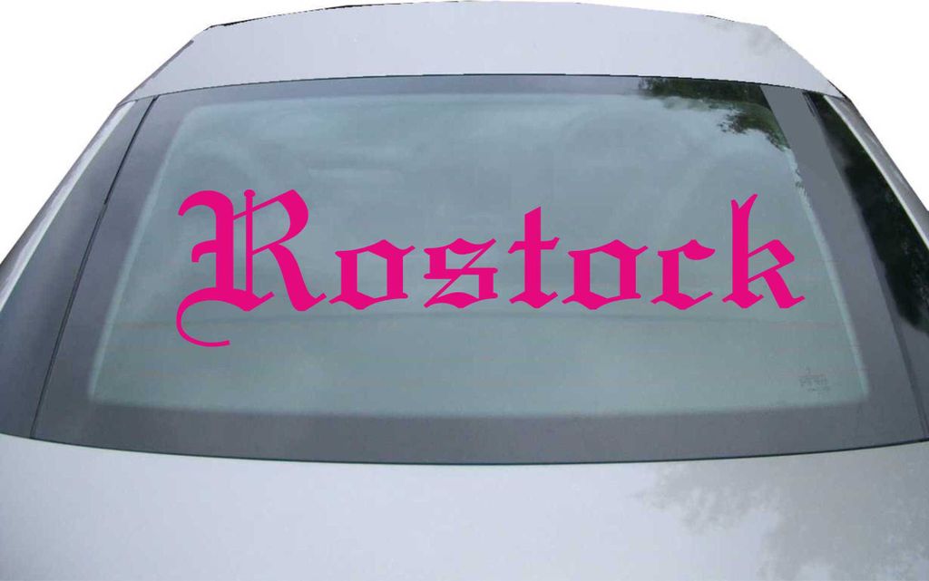 Indigos UG - Aufkleber Heckscheibe & Motorklappe DE6568 - pink - 600x150 mm - Stadt Rostock - Auto Scheiben Fenster Heckklappe Tuning Racing JDM - ...
