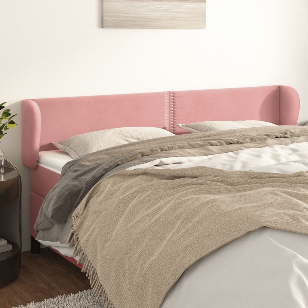 The Living Store Kopfteil mit Ohren Rosa 203x23x78/88 cm Samt