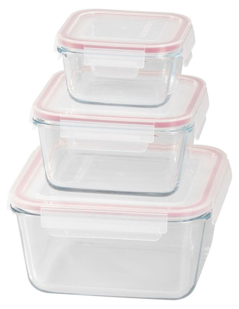 Contenitore MagicHome, set 3 pz, in vetro, vetro, quadrato, Immagine del prodotto 
