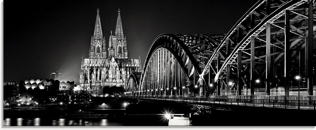 ARTland Glasbild Kölner Dom_schwarz-weiß Größe: 125x50 cm Produktbild 
