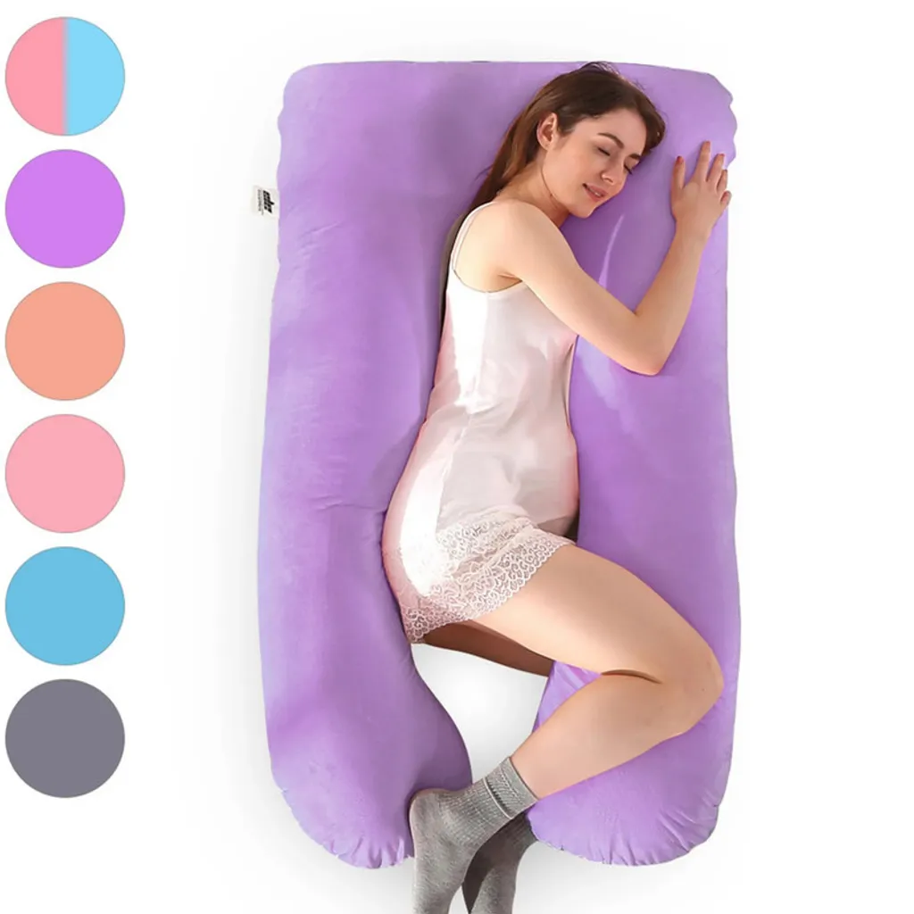 Grand Oreiller d'Allaitement et de Maternité Forme U, Velours Lavable - 2