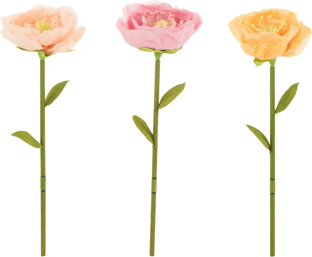 Fleur en Papier J-Line Small Assortiment de 3 Coloris Printaniers