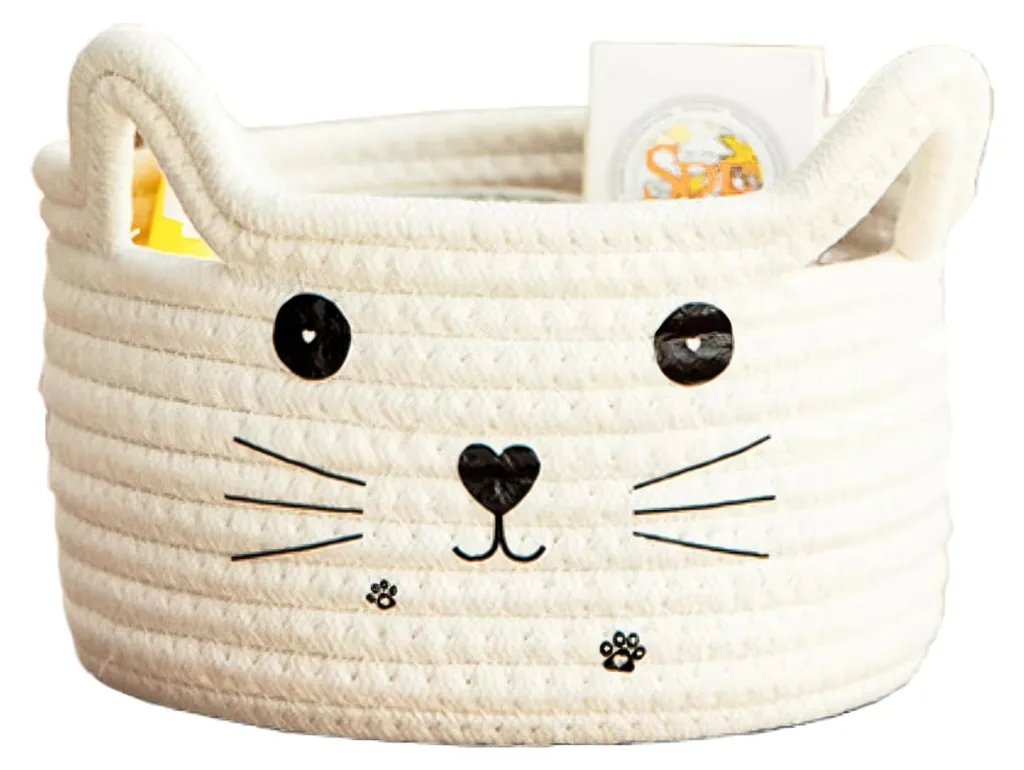 Panier coton anti-poussière pour rangement jouets chat et vêtements