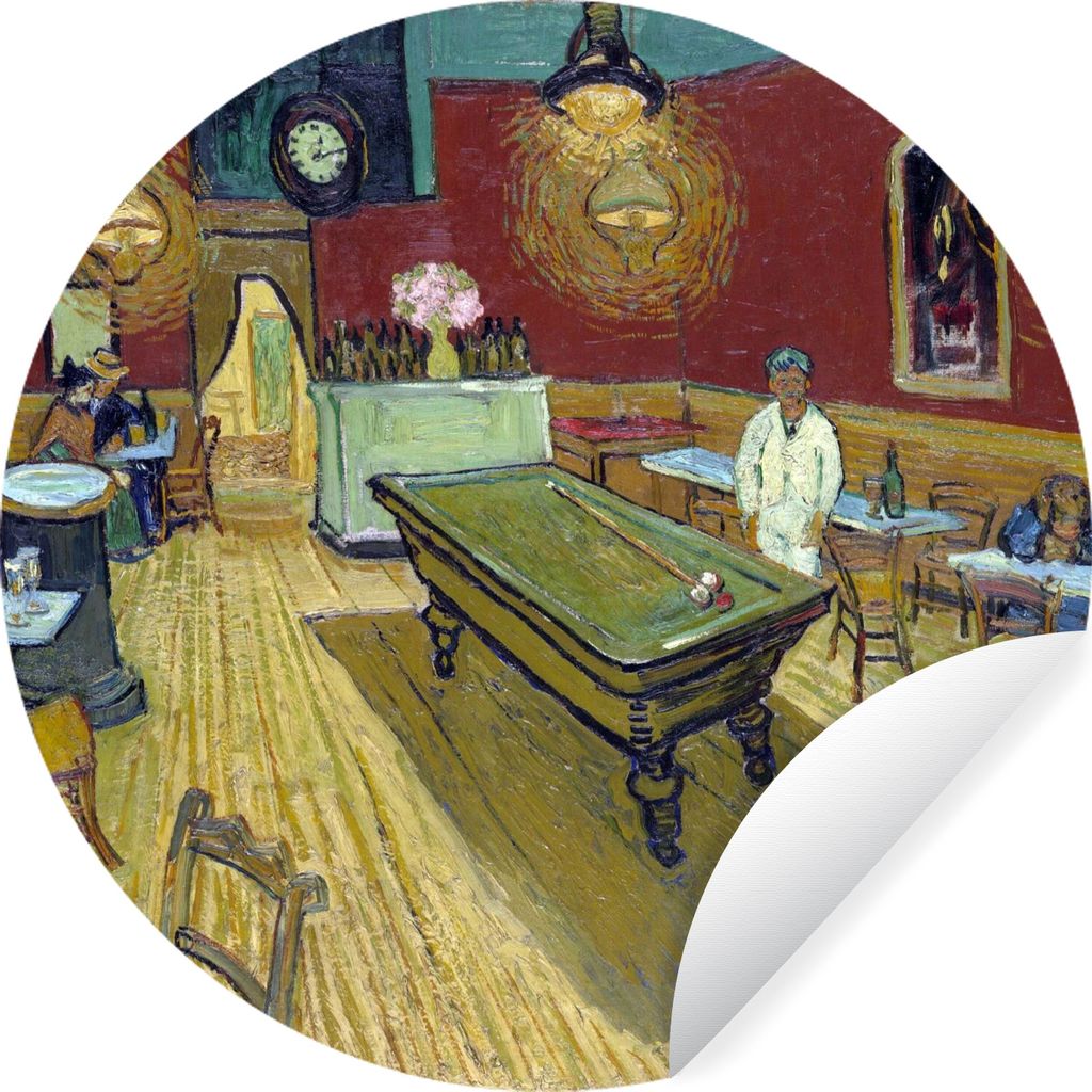 MuchoWow Runde Wandtattoo - Wandsticker Tapete Aufkleber Das Nachtcafé - Vincent van Gogh Ø 80 cm Selbstklebend und Repositionierbar - Wandaufk...