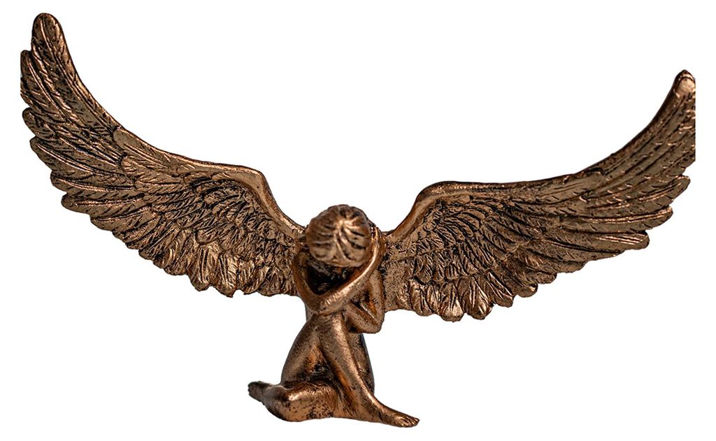 Geschnitzte sitzende Engelsfigur, europäische geflügelte Mädchenstatue, Harzskulptur, Heim-, Büro-, Bücherregal-, Schreibtischdekoration, Orna...