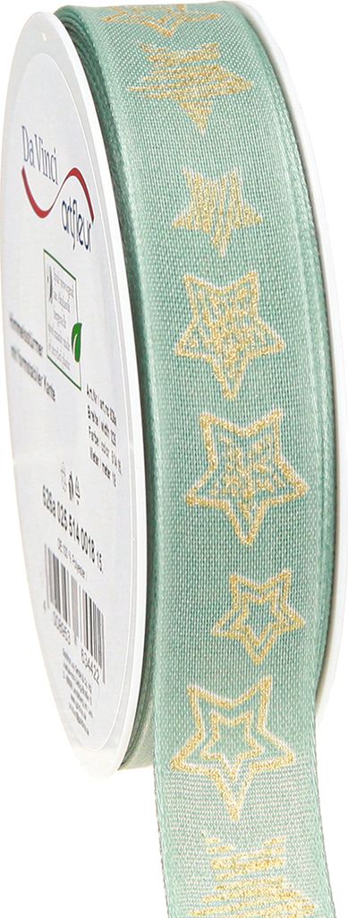 Weihnachtsband Türkis Sterne Geschenkband 25mm 18m Deko & Basteln