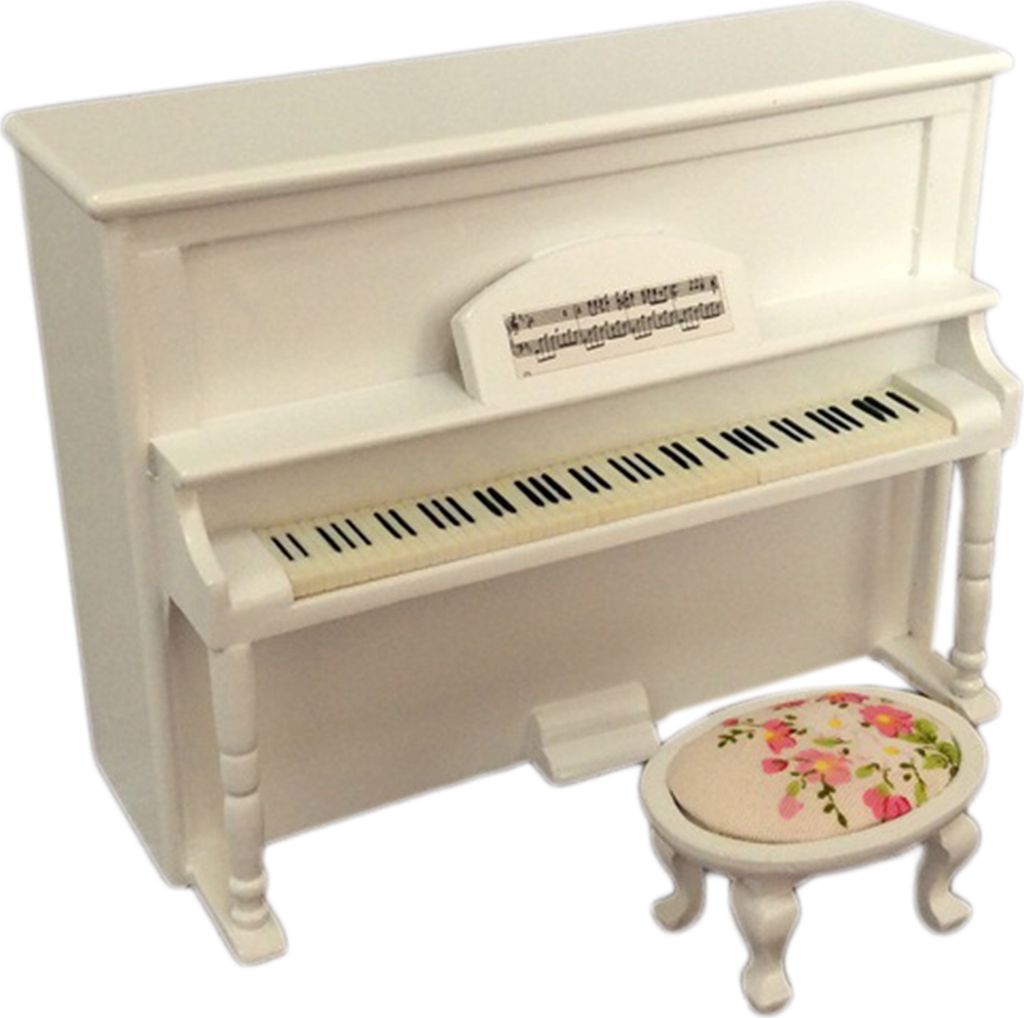 1 Set Miniatur-Skala 1:12 Smooth Wear-Resistenance Dollhouse Holzklavier für Dekoration-Weiß